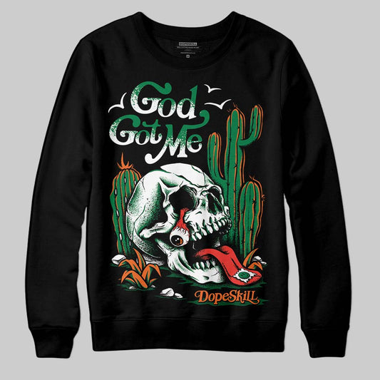 Green Sneakers DopeSkill Sweatshirt God Got Me Graphic Streetwear - Black