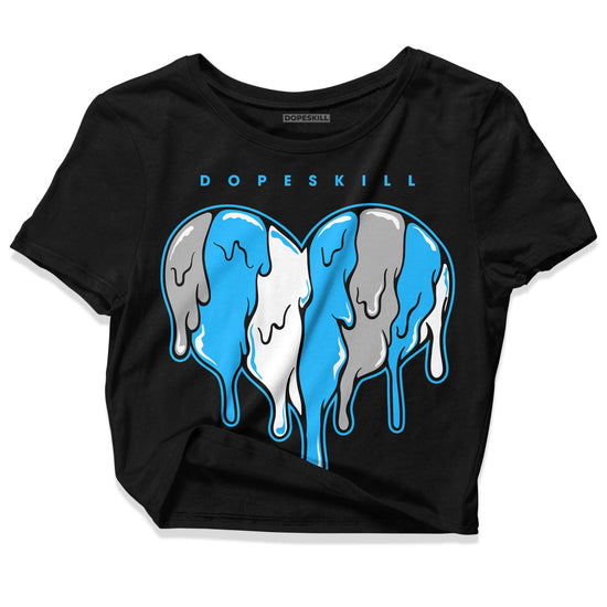 Jordan 2 Low "University Blue" DopeSkill Women's Crop Top Slime Drip Heart Graphic Streetwear - Black