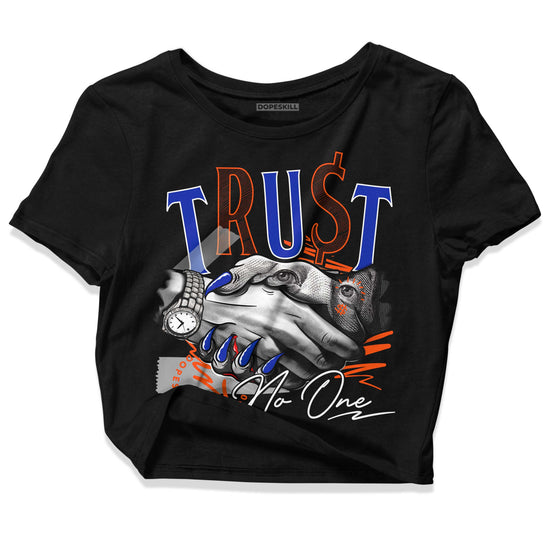 Dunk Low Futura Orange Blaze DopeSkill Women's Crop Top Trust No One Graphic Streetwear - Black