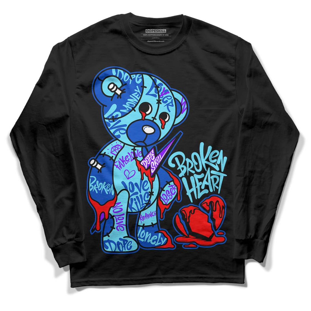 Dunk Low Argon DopeSkill Long Sleeve T-Shirt Broken Heart Graphic Streetwear - Black