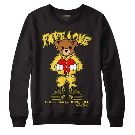 Jordan 4 Tour Yellow Thunder DopeSkill Sweatshirt Fake Love Graphic Streetwear - Black