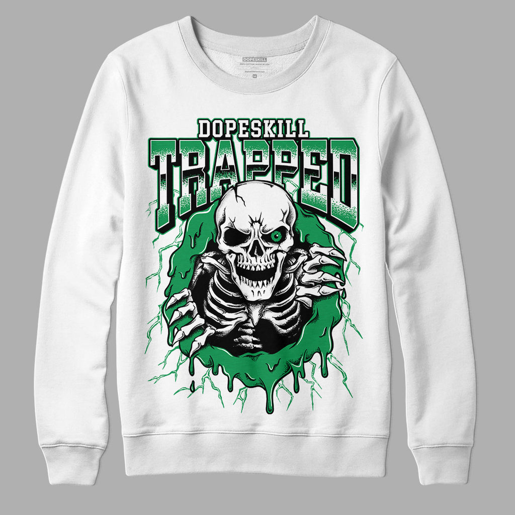 Jordan 1 Low Lucky Green DopeSkill Sweatshirt Trapped Halloween Graphic Streetwear - White