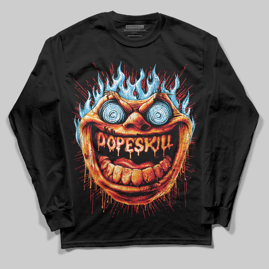 Red Sneakers DopeSkill Long Sleeve T-Shirt Hellfire Graphic Streetwear - Black