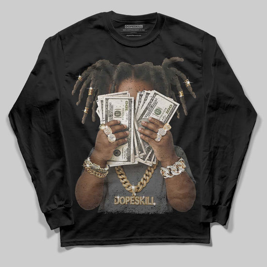 Jordan 4 “Black Cat” (2025) DopeSkill Long Sleeve T-Shirt Rich Youth Graphic Streetwear - Black