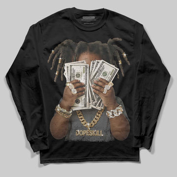 Jordan 4 “Black Cat” (2025) DopeSkill Long Sleeve T-Shirt Rich Youth Graphic Streetwear - Black