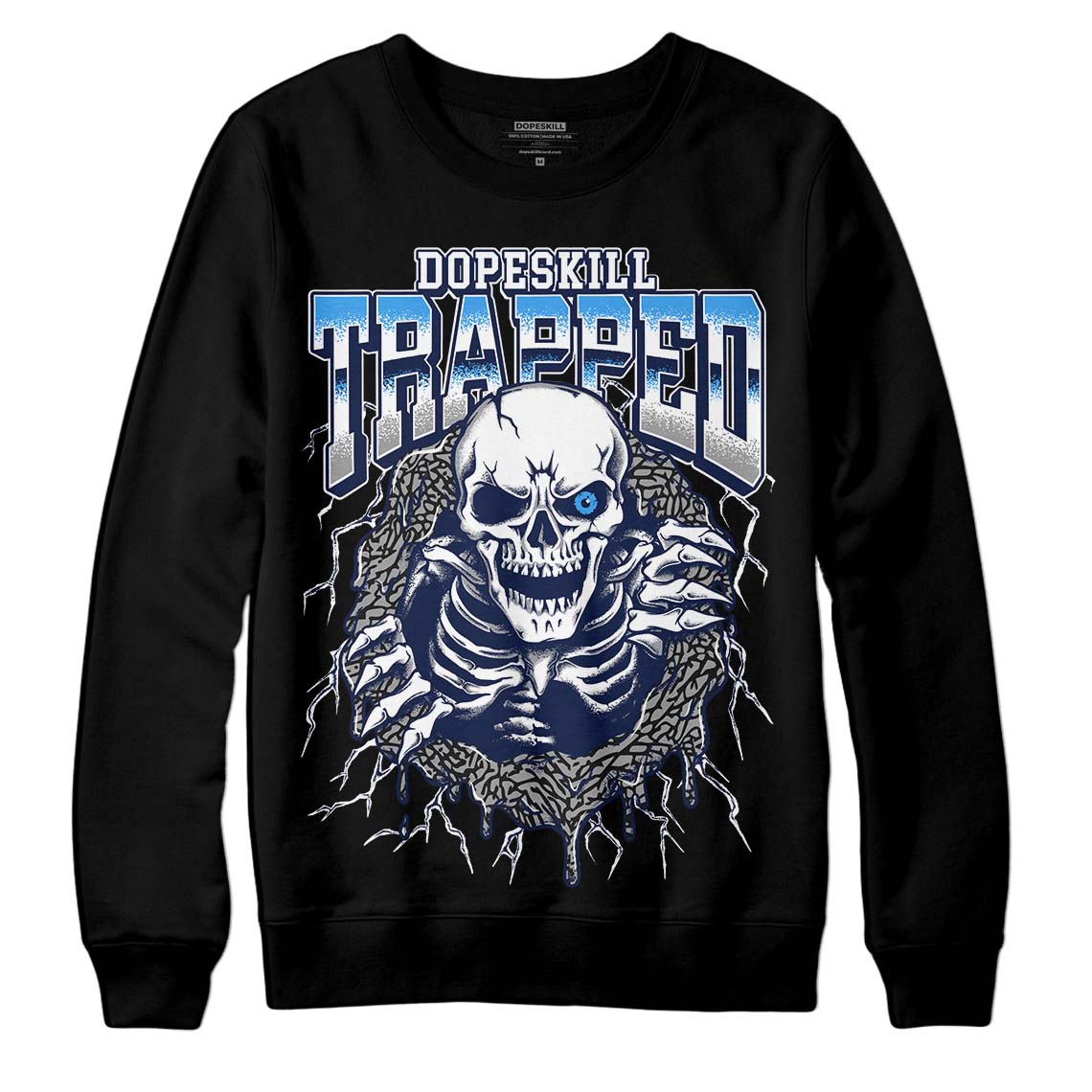 Jordan 3 "Midnight Navy" DopeSkill Sweatshirt Trapped Halloween Graphic Streetwear - Black