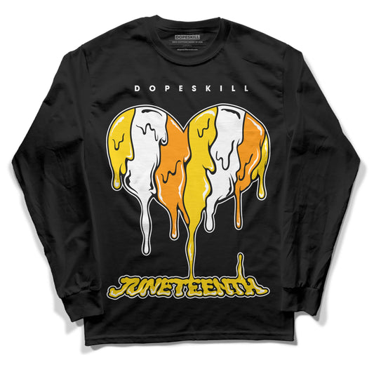 Jordan 6 “Yellow Ochre” DopeSkill Long Sleeve T-Shirt Juneteenth Heart Graphic Streetwear - Black