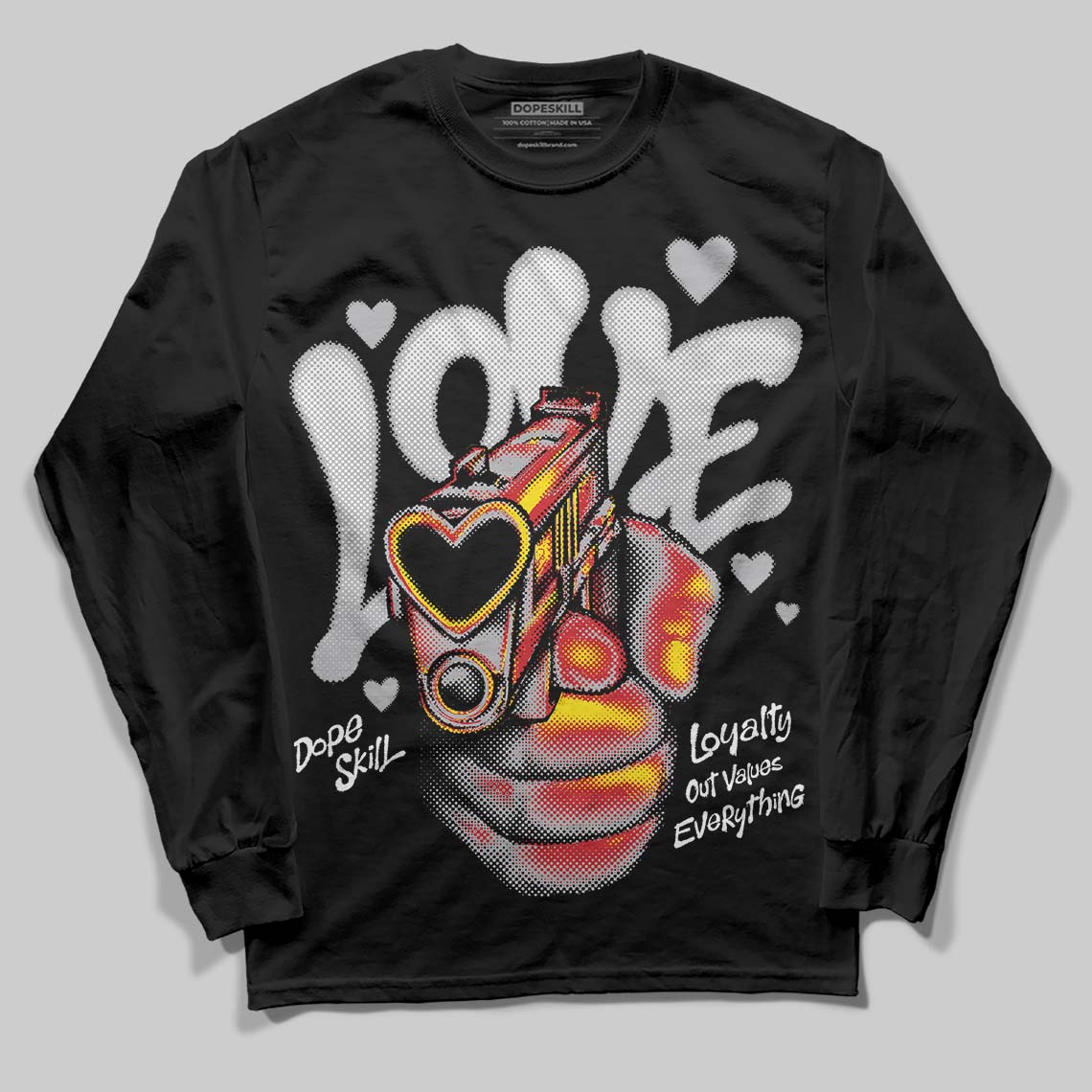 Jordan 4 OG “White Cement” DopeSkill Long Sleeve T-Shirt Love Shot Graphic Streetwear - black