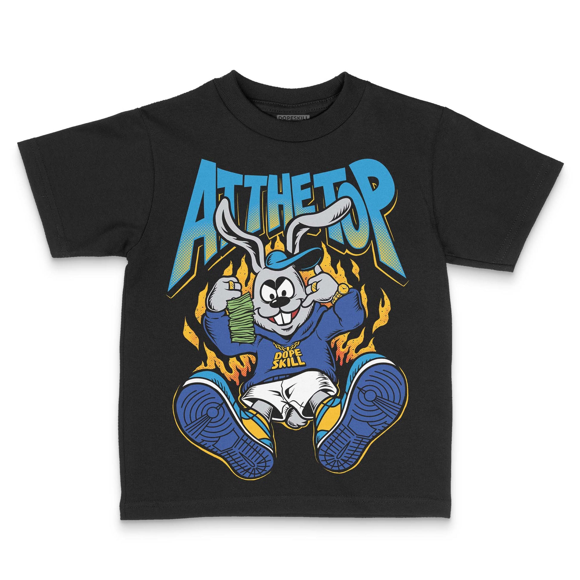 Royal Blue Sneakers DopeSkill Toddler Kids T-shirt At The Top Graphic Streetwear - Black