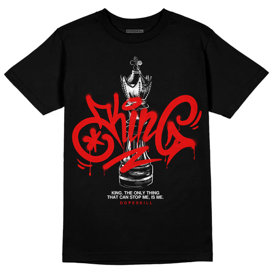 Jordan 2 "White/Fire Red" DopeSkill T-Shirt King Chess Graphic Streetwear - Black