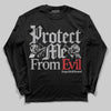 Jordan 4 OG “White Cement” DopeSkill Long Sleeve T-Shirt Protect Me From Evil Graphic Streetwear - Black