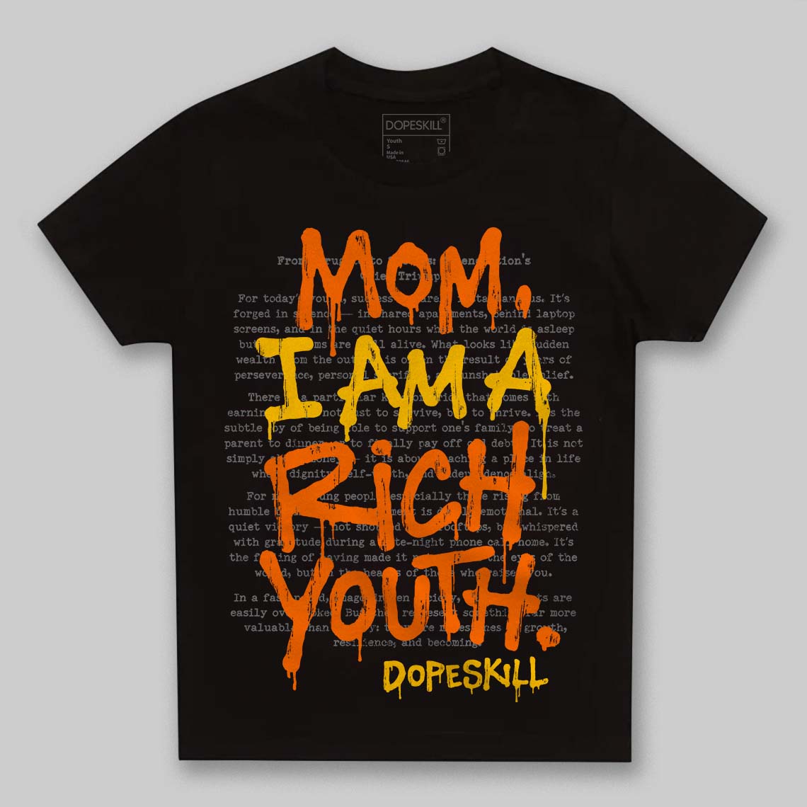Orange, Black and White Sneakers DopeSkill Toddler Kids T-shirt Mom, I Am A Rich Youth Graphic Streetwear - Black