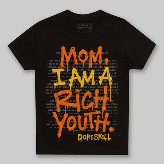 Orange, Black and White Sneakers DopeSkill Toddler Kids T-shirt Mom, I Am A Rich Youth Graphic Streetwear - Black