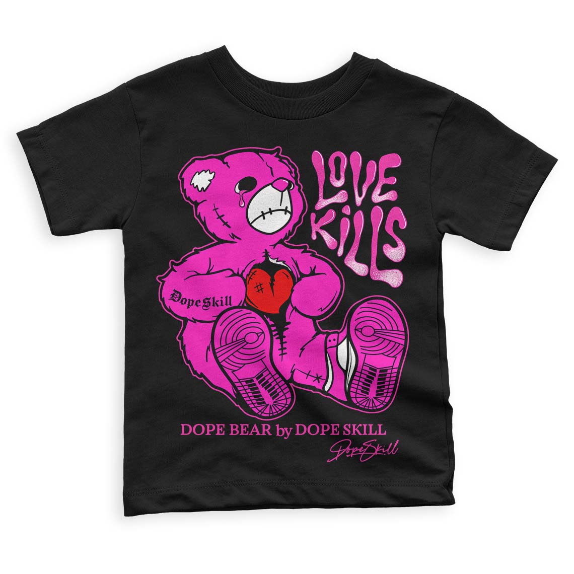 Dunk Low GS “Active Fuchsia” DopeSkill Toddler Kids T-shirt Love Kills Graphic Streetwear - black