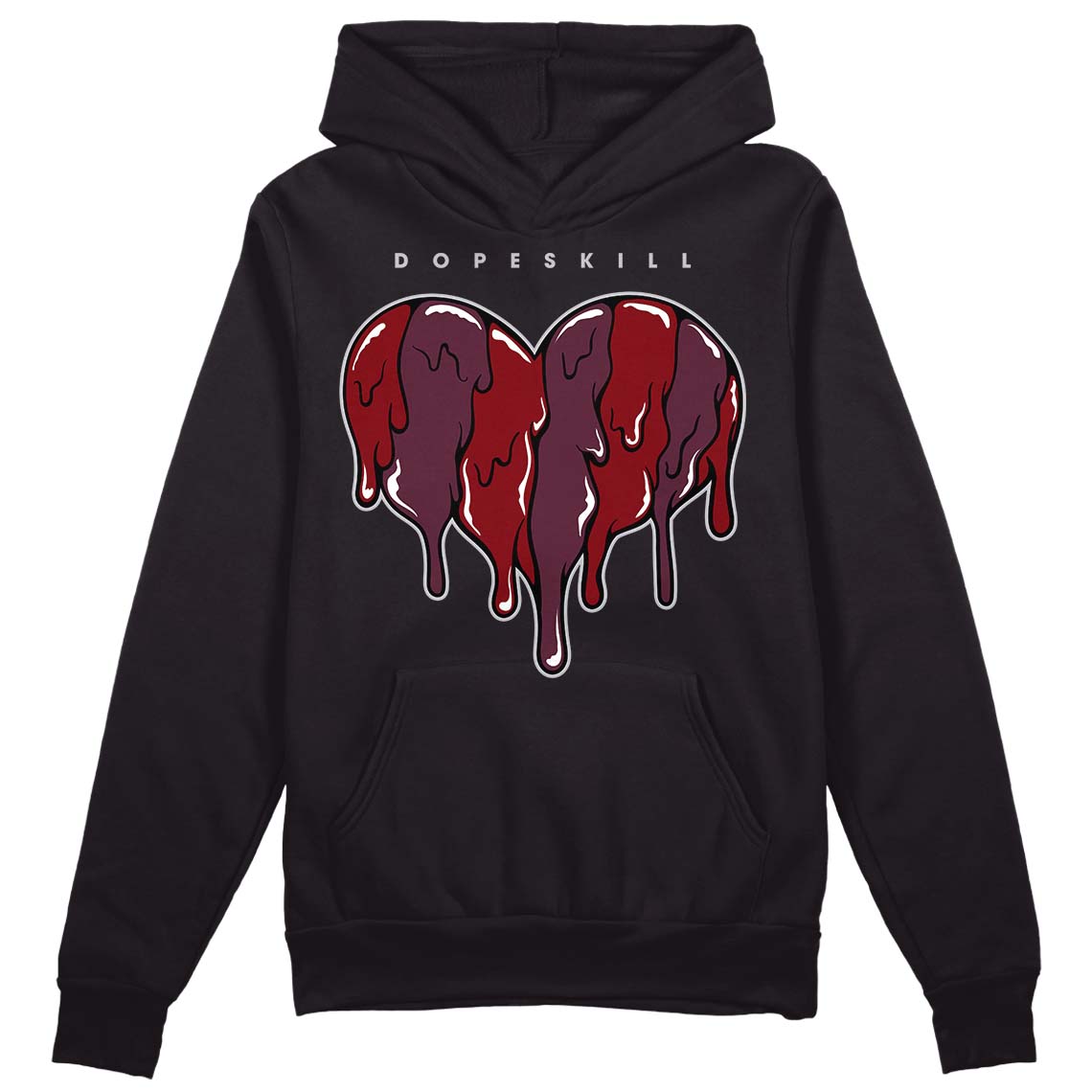 Jordan 5 Retro Burgundy (2023) DopeSkill Hoodie Sweatshirt Slime Drip Heart Graphic Streetwear - Black