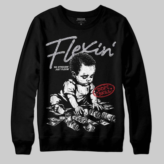 Jordan 4 OG “White Cement” DopeSkill Sweatshirt Flexin' Graphic Streetwear - Black