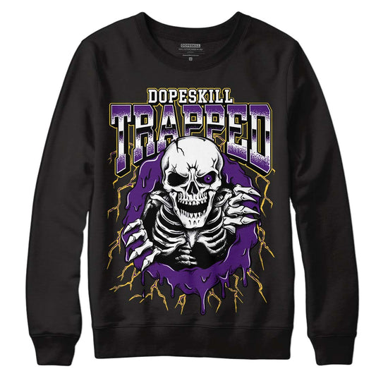 Jordan 12 “Field Purple” DopeSkill Sweatshirt Trapped Halloween Graphic Streetwear - Black