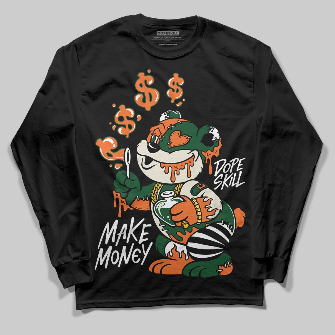 SoleFly x Air Jordan 3 “Fruits Of Our Labor” DopeSkill Long Sleeve T-Shirt Make Money Graphic Streetwear - Black
