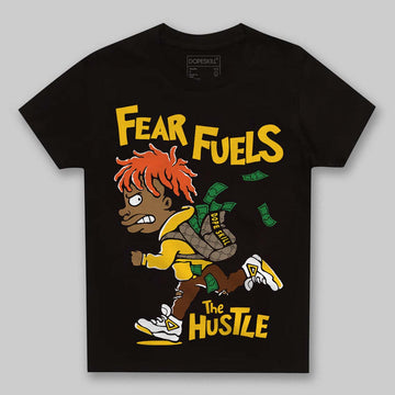 Yellow Sneakers DopeSkill Toddler Kids T-shirt Fear Fuels The Hustle Graphic Streetwear - Black
