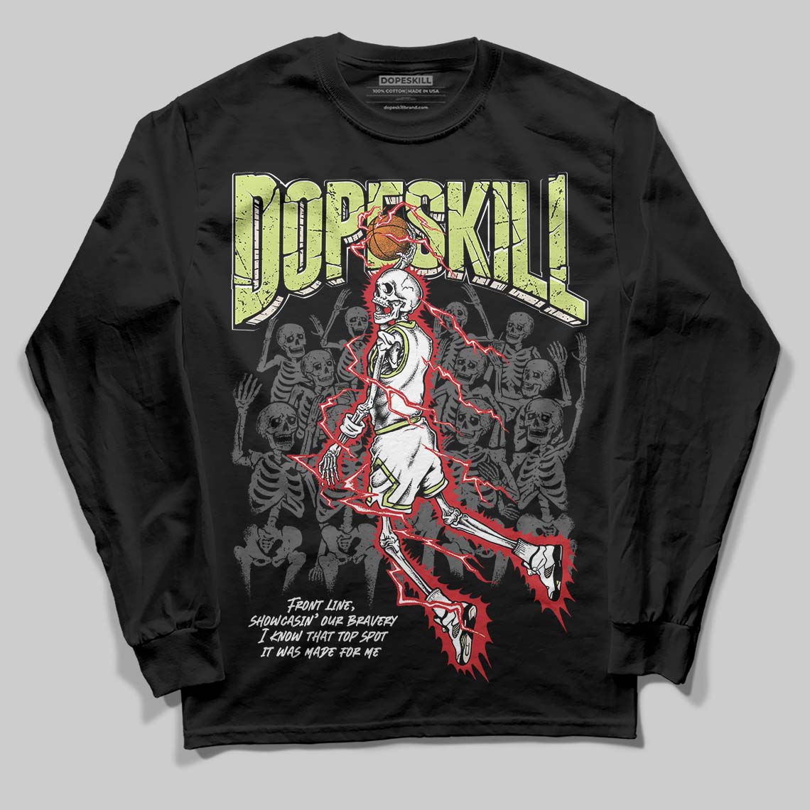 Jordan 5 “Luminous Green” DopeSkill Long Sleeve T-Shirt Thunder Dunk Graphic Streetwear - Black