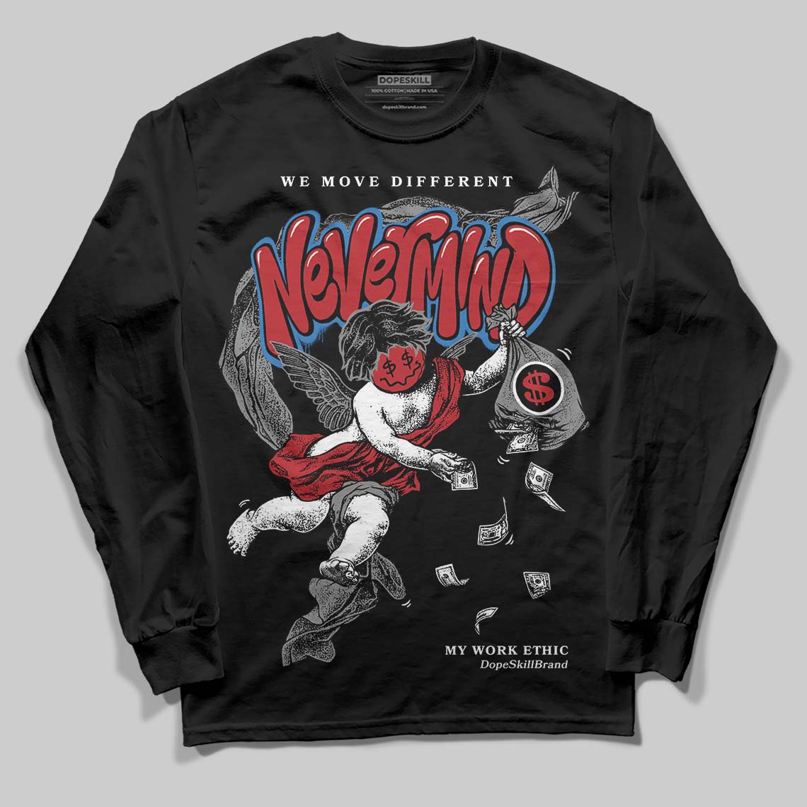 Jordan 8 Retro Bugs Bunny (2025) DopeSkill Long Sleeve T-Shirt Nevermind Graphic Streetwear - Black