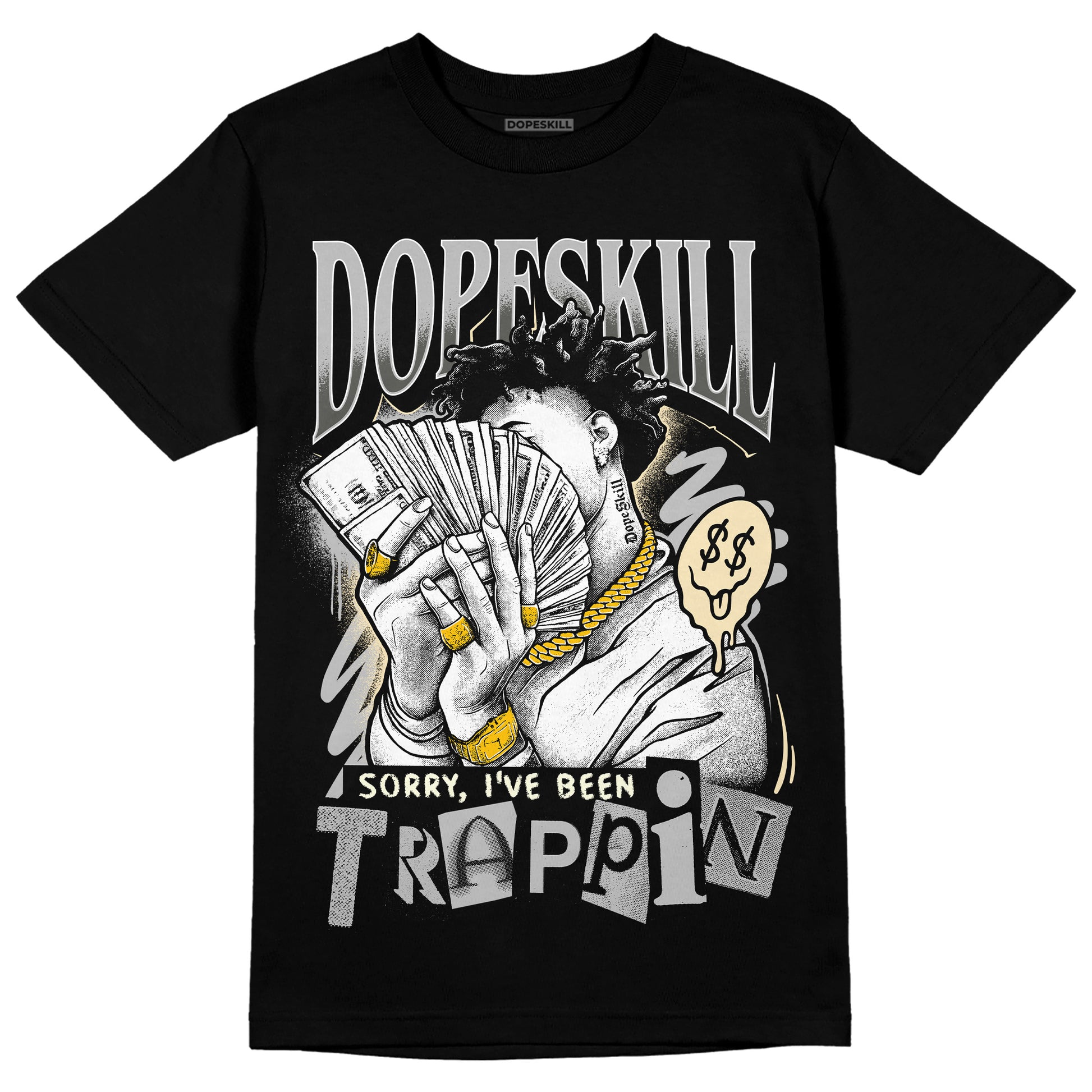 Jordan 4 Retro SE Craft Photon Dust DopeSkill T-Shirt Sorry I've Been Trappin Graphic Streetwear - Black