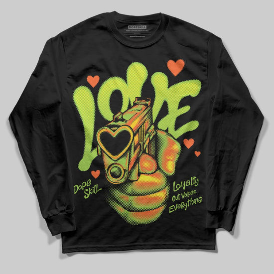 Neon Green Sneakers DopeSkill Long Sleeve T-Shirt Love Shot Graphic Streetwear - Black