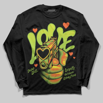 Neon Green Sneakers DopeSkill Long Sleeve T-Shirt Love Shot Graphic Streetwear - Black