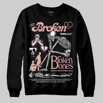 Jordan 1 Low OG “Rust Pink” DopeSkill Sweatshirt Broken Bones Graphic Streetwear - Black