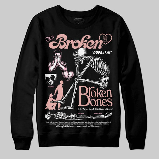 Jordan 1 Low OG “Rust Pink” DopeSkill Sweatshirt Broken Bones Graphic Streetwear - Black