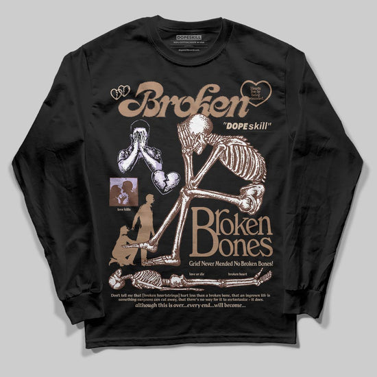Harris Tweed x Wmns Dunk Low 'Sesame' DopeSkill Long Sleeve T-Shirt Broken Bones Graphic Streetwear - black