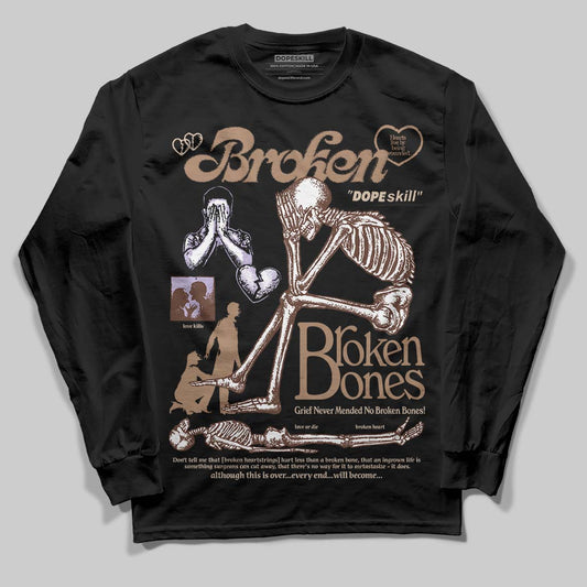 Harris Tweed x Wmns Dunk Low 'Sesame' DopeSkill Long Sleeve T-Shirt Broken Bones Graphic Streetwear - black
