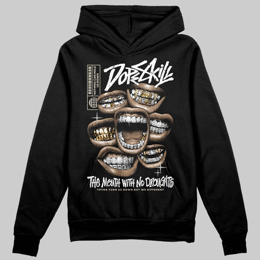 Jordan 5 Retro Reverse Metallic DopeSkill Hoodie Sweatshirt The Mouth With No Droughts Graphic Streetwear - Black