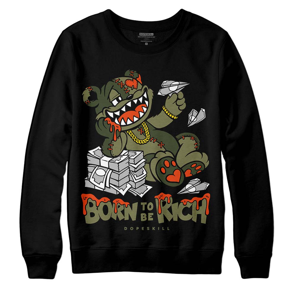 Olive Sneakers DopeSkill Sweatshirt Born To Be Rich Graphic Streetwear - Black