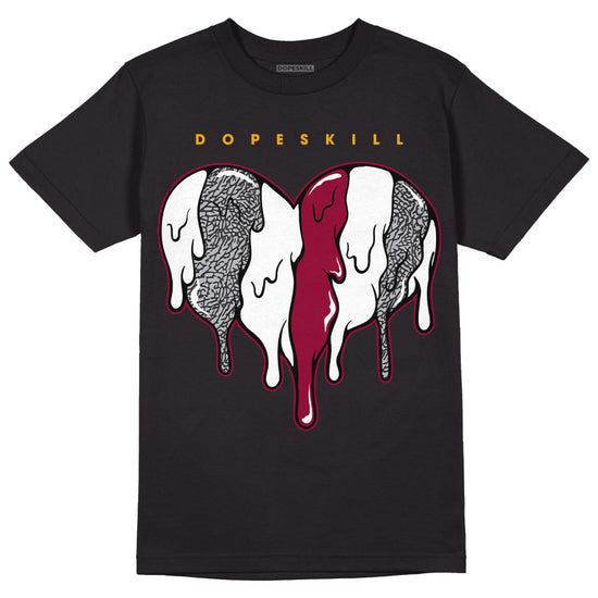 Jordan 3 Cardinal Red DopeSkill T-Shirt Slime Drip Heart Graphic Streetwear - Black