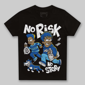 Jordan 12 “Blueberry” DopeSkill Toddler Kids T-shirt No Risk No Story Graphic Streetwear - Black