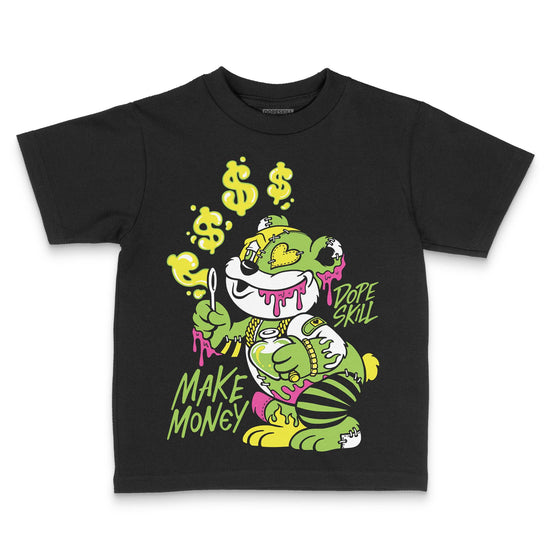 Neon Green Sneakers DopeSkill Toddler Kids T-shirt Make Money Graphic Streetwear - Black