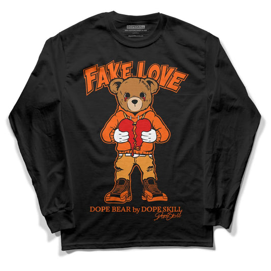 Jordan 12 Retro Brilliant Orange DopeSkill Long Sleeve T-Shirt Fake Love Graphic Streetwear - Black