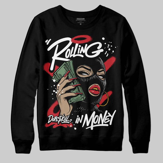Jordan 11 Retro Low Bred (2025) DopeSkill Sweatshirt Rolling in Money Graphic Streetwear - Black