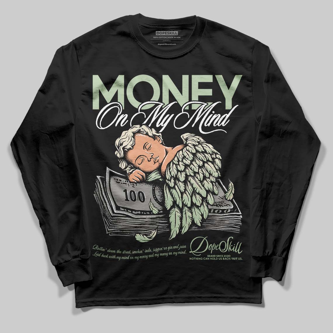 Jordan 4 WMNS “Seafoam” (2025) DopeSkill Long Sleeve T-Shirt MOMM Graphic Streetwear - Black