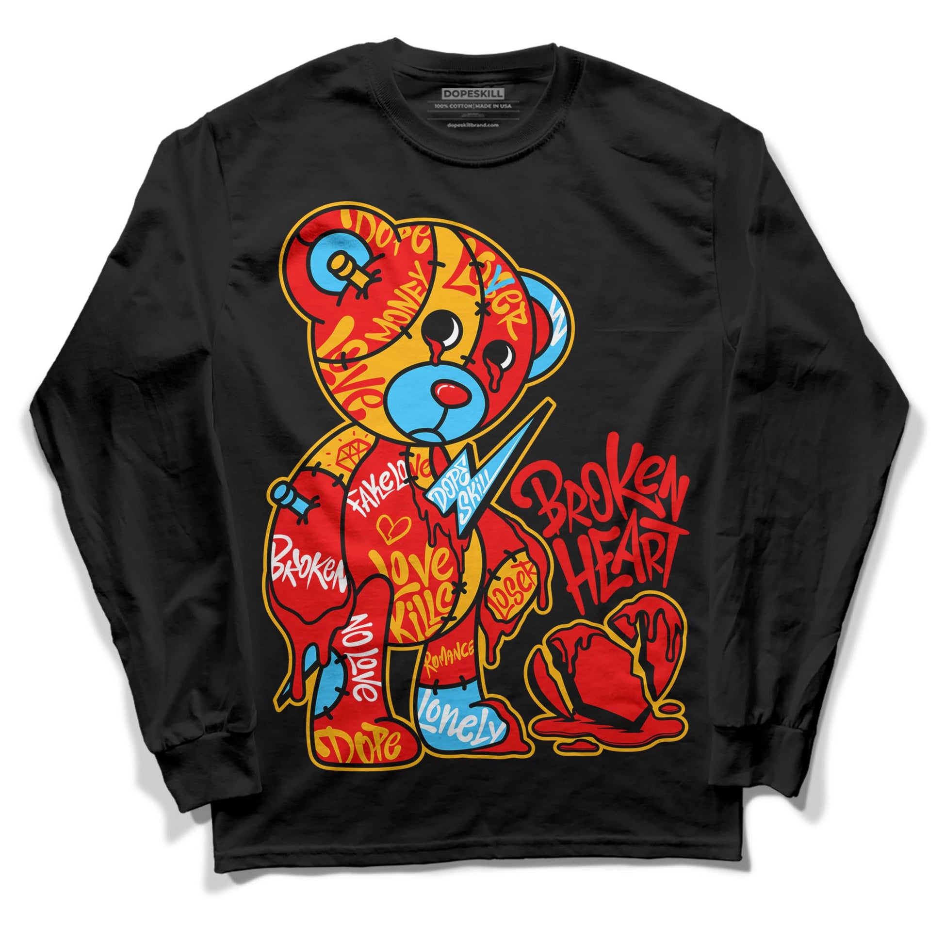 Red Sneakers DopeSkill Long Sleeve T-Shirt Broken Heart Graphic Streetwear - Black