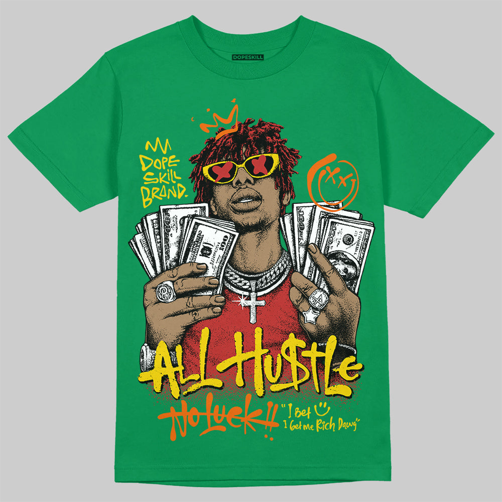 Green Sneakers DopeSkill T-Shirt All Hustle No Luck Graphic Streetwear - Irish Green