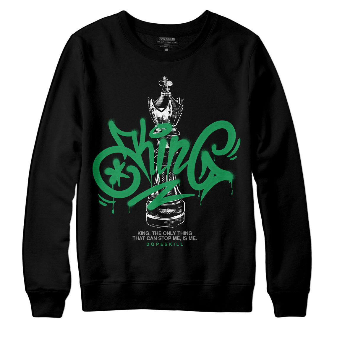 Jordan 3 WMNS “Lucky Green” DopeSkill Sweatshirt King Chess Graphic Streetwear - Black