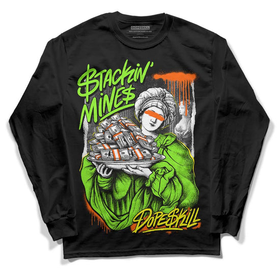 Neon Green Sneakers DopeSkill Long Sleeve T-Shirt Stackin Mines Graphic Streetwear - Black