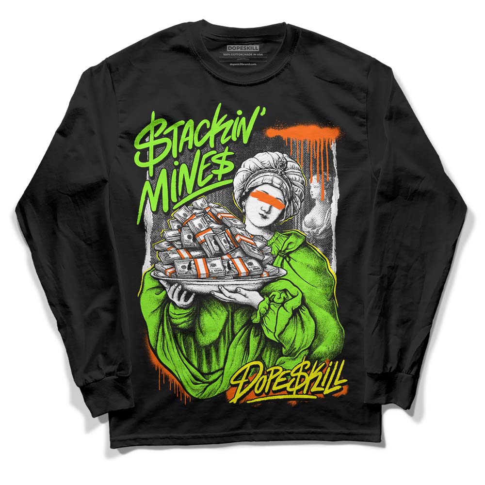 Neon Green Sneakers DopeSkill Long Sleeve T-Shirt Stackin Mines Graphic Streetwear - Black