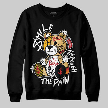 Jordan 12 Retro 'Taxi' 2025 DopeSkill Sweatshirt Smile Through The Pain Graphic Streetwear - Black