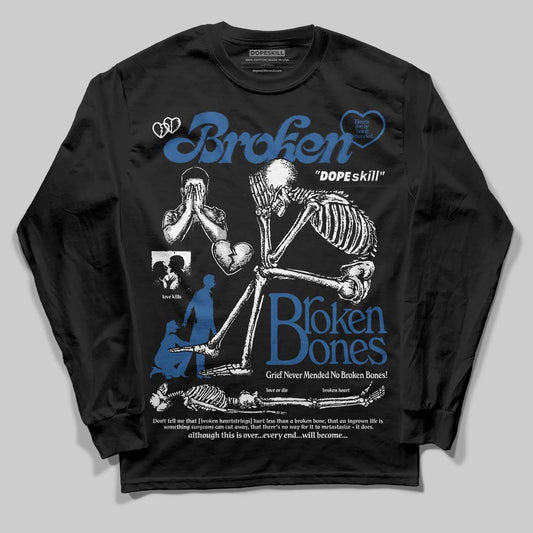 Jordan 1 Low OG “Storm Blue” DopeSkill Long Sleeve T-Shirt Broken Bones Graphic Streetwear - Black