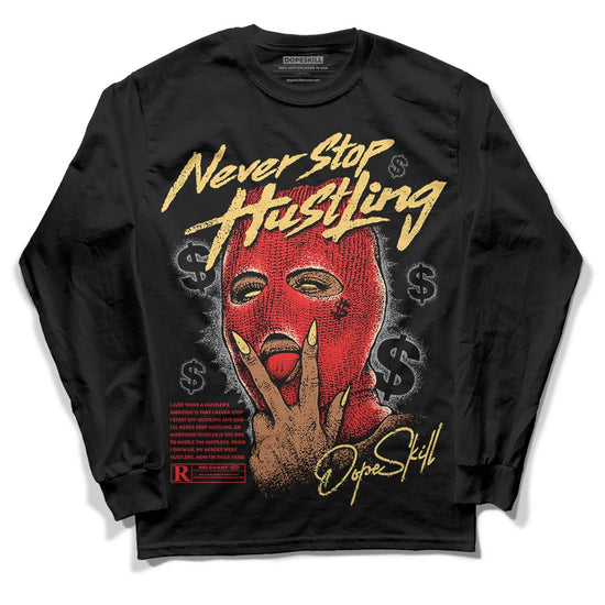 Jordan 5 "Dunk On Mars" DopeSkill Long Sleeve T-Shirt Never Stop Hustling Graphic Streetwear - Black 