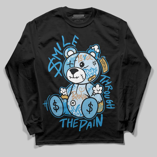 Jordan 4 Denim “Worn Blue” DopeSkill Long Sleeve T-Shirt Smile Through The Pain Graphic Streetwear - Black