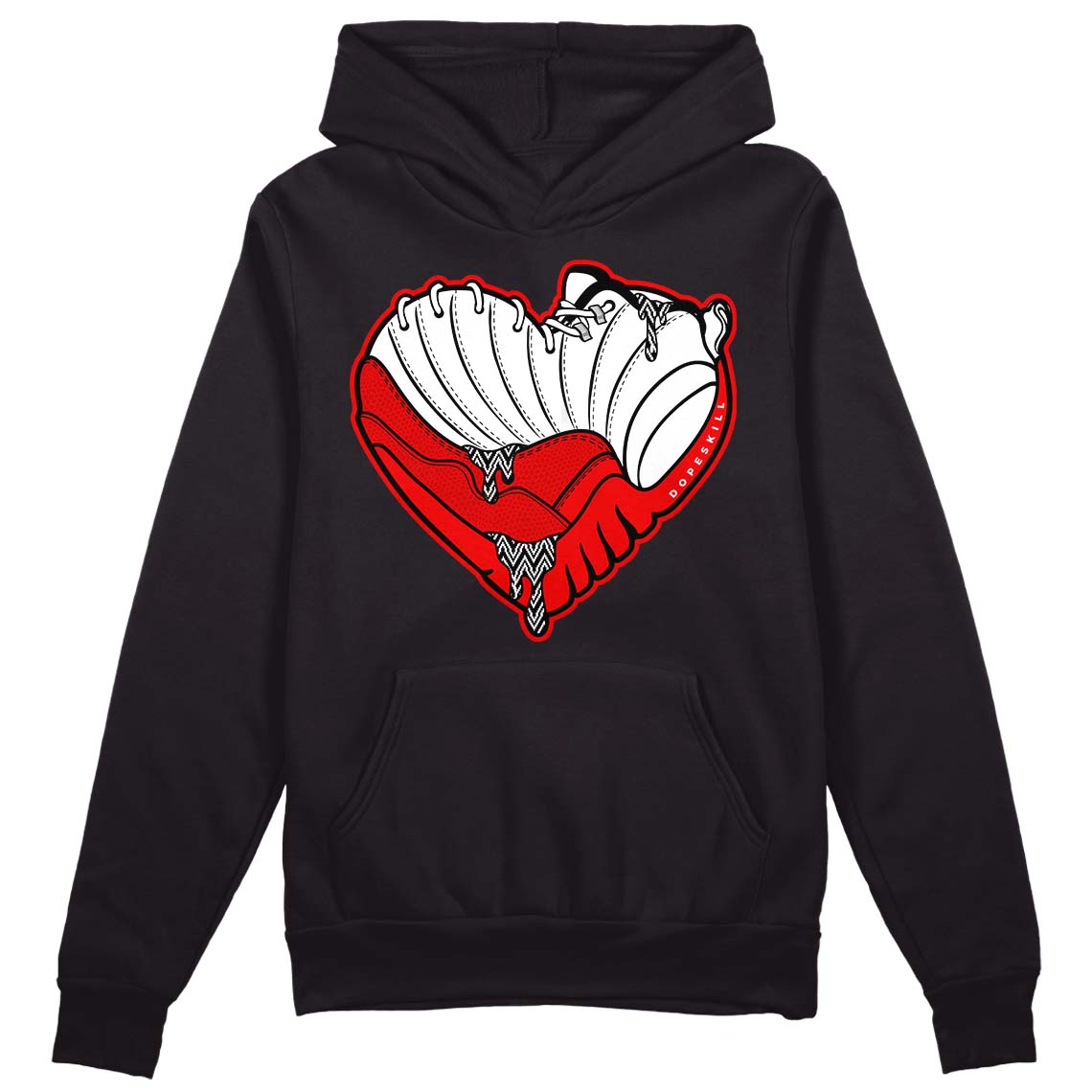 Jordan 12 “Cherry” DopeSkill Hoodie Sweatshirt Heart Jordan 12 Graphic Streetwear - Black 